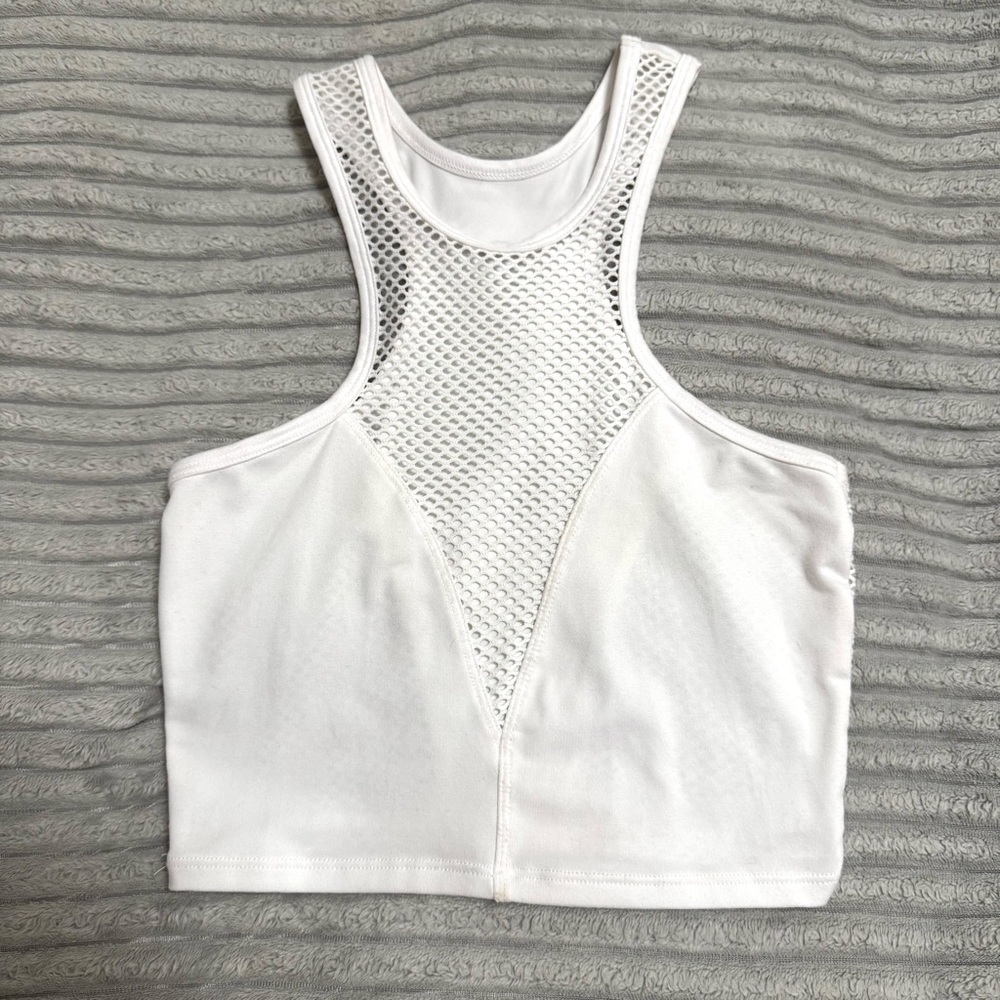 Bombshell Sportswear White Mesh Crop Tank Small or XS